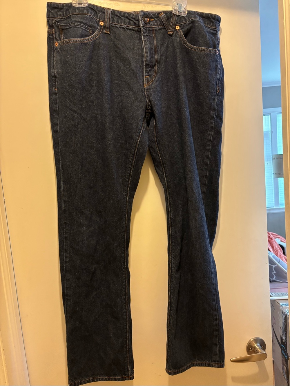 Volcom Men’s Slim Straight Jeans - Dark Blue